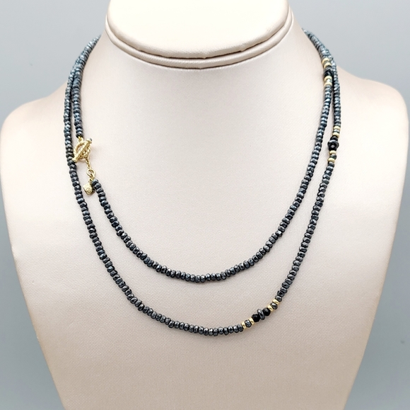David Yurman Osetra Tweejoux Necklace with Hematine, Black Onyx and 18K Gold - Picture 2 of 15